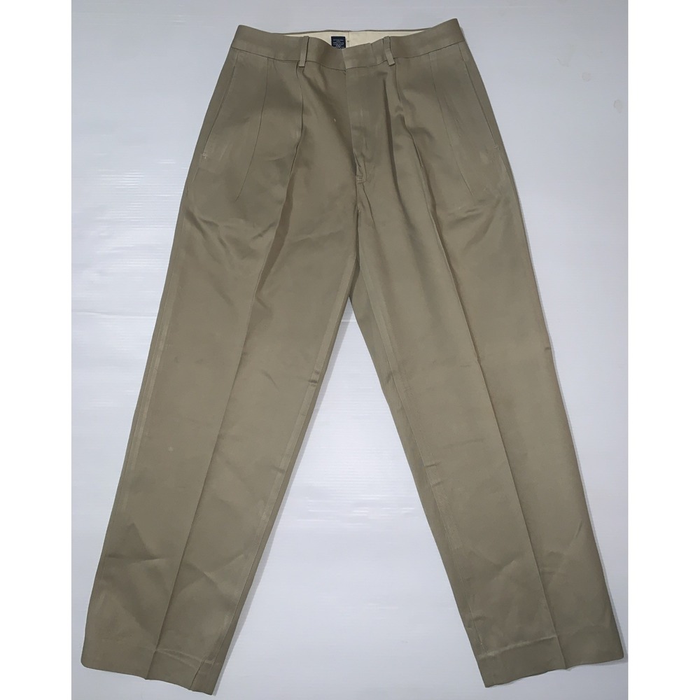 VINTAGE Polo Ralph Lauren Pants Mens 33x30 Double Pleated Chino Beige Preppy